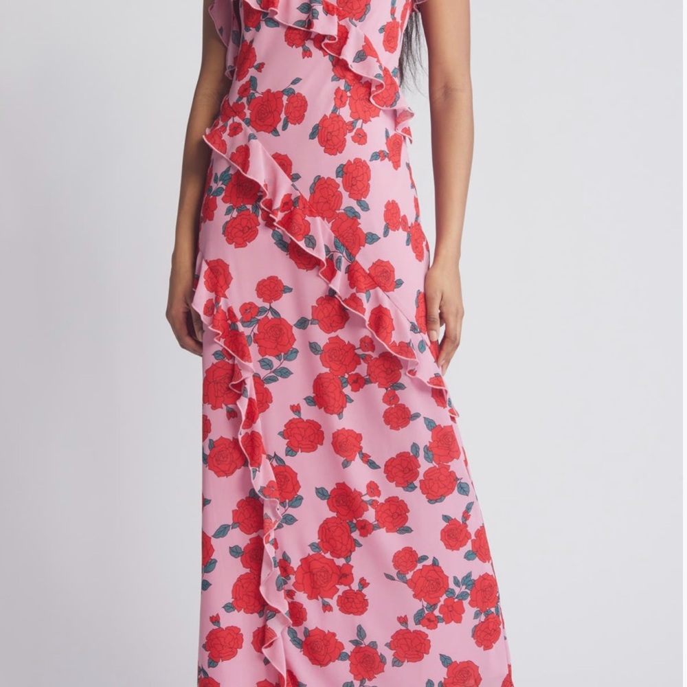 Wayf Rosaline Floral Ruffle Maxi Slipdress
